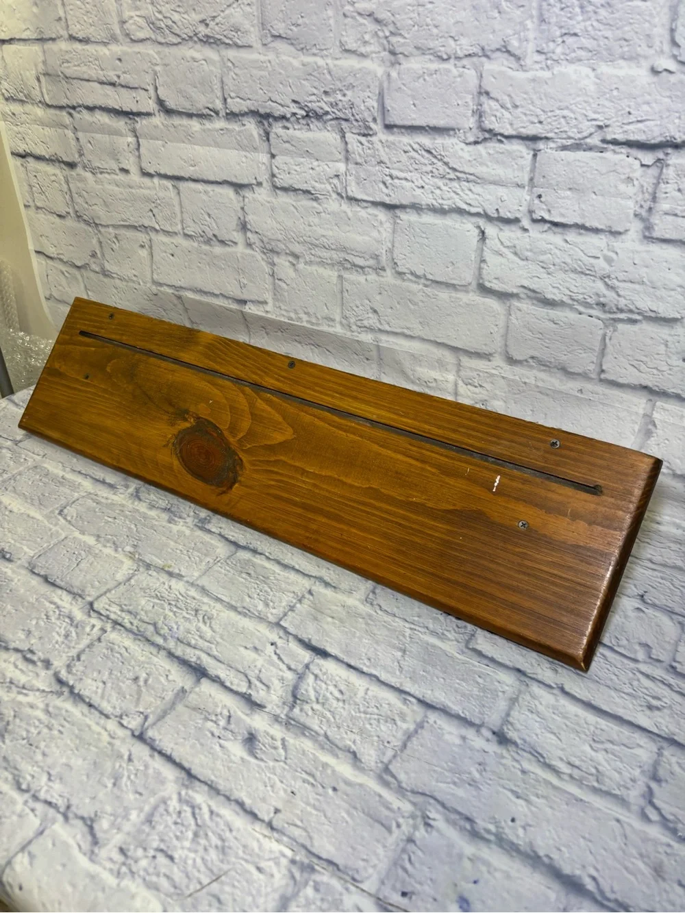 Vtg Handmade Wooden Heart Cutout Wall Shelf Cottage W/2 Pegs 28” Brown Farmhouse